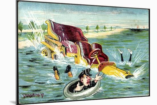 Künstler Donadini, Auto Landet Im Wasser,Chauffeur-null-Mounted Giclee Print