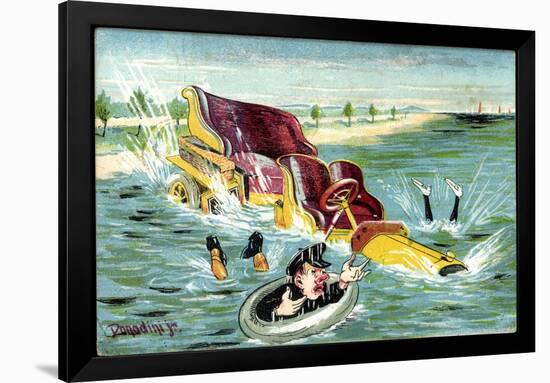 Künstler Donadini, Auto Landet Im Wasser,Chauffeur-null-Framed Giclee Print