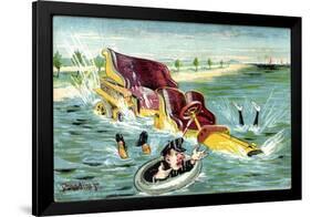 Künstler Donadini, Auto Landet Im Wasser,Chauffeur-null-Framed Giclee Print