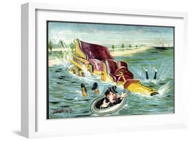 Künstler Donadini, Auto Landet Im Wasser,Chauffeur-null-Framed Giclee Print