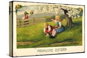 Künstler Ebner P., Glückwunsch Ostern, Kinder, Eier-null-Stretched Canvas