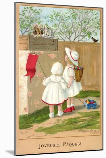 Künstler Ebner P., Glückwunsch Ostern, Mädchen, Hasen-null-Mounted Giclee Print