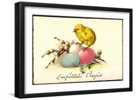 Künstler Frohe Ostern, Küken Auf Ostereiern-null-Framed Giclee Print