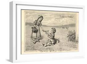 Künstler Glückwunsch Ostern, Kinder, Osterhase, Ort-null-Framed Giclee Print