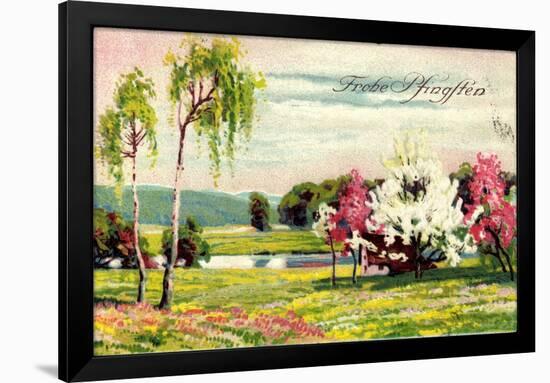 Künstler Glückwunsch Pfingsten, Blumenwiese, Bäume-null-Framed Giclee Print