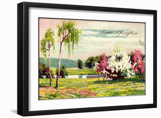 Künstler Glückwunsch Pfingsten, Blumenwiese, Bäume-null-Framed Giclee Print