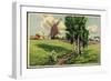 Künstler Glückwunsch Pfingsten, Dorf Mit Windmühle-null-Framed Giclee Print