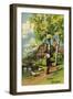 Künstler Glückwunsch Pfingsten, Junge Am Teich, Haus-null-Framed Giclee Print