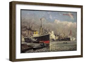 Künstler Hamburg, Blick Auf Hafen, Ueberseer B. Laden-null-Framed Giclee Print