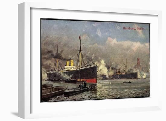 Künstler Hamburg, Blick Auf Hafen, Ueberseer B. Laden-null-Framed Giclee Print