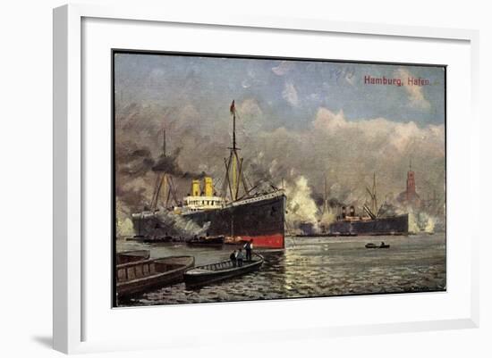 Künstler Hamburg, Blick Auf Hafen, Ueberseer B. Laden-null-Framed Giclee Print