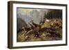 Künstler Hirsche Am Waldrand, Aufgeschreckt Und Fliehen-null-Framed Giclee Print