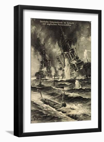 Künstler Jensen,Deutsche U Boote, Engl. Panzerschiffe-null-Framed Giclee Print