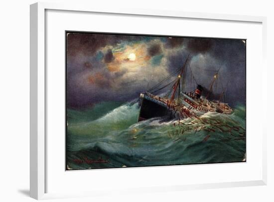 Künstler Ladung Geworfen, Schiff, Sturm, Hohe Wellen-null-Framed Giclee Print