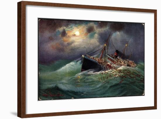 Künstler Ladung Geworfen, Schiff, Sturm, Hohe Wellen-null-Framed Giclee Print