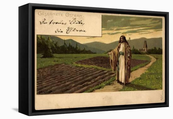 Künstler Litho Mailick, Frohe Ostern, Jesus Am Feldrand-null-Framed Stretched Canvas