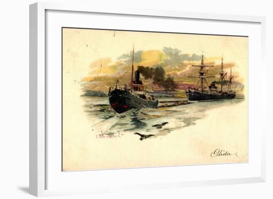 Künstler Litho Nath, F., Eisbrecher Mit Begleitschiff-null-Framed Giclee Print