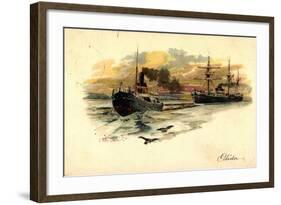 Künstler Litho Nath, F., Eisbrecher Mit Begleitschiff-null-Framed Giclee Print