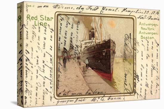 Künstler Litho Red Star Line, Dampfer Im Hafen-null-Stretched Canvas