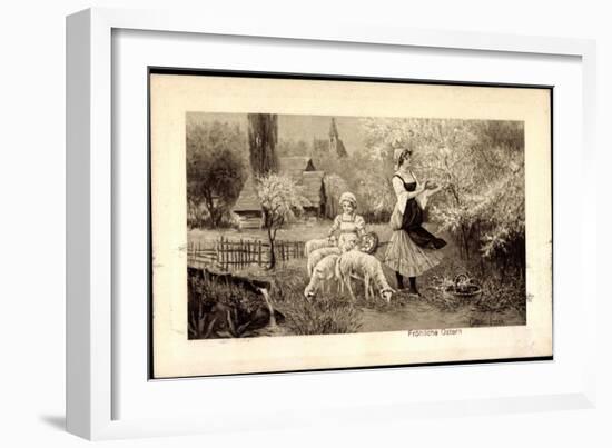 Künstler Lorenz, G., Frohe Ostern, Lämmer, Eier-null-Framed Giclee Print