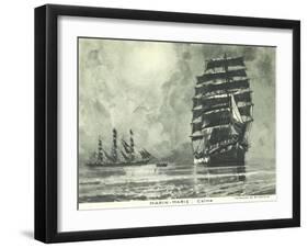 Künstler Marin Marie, Calme, Segelschiffe-null-Framed Giclee Print