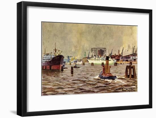 Künstler Mercker, E., Hamburger Hafen, Schiffe-null-Framed Giclee Print