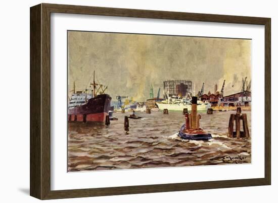 Künstler Mercker, E., Hamburger Hafen, Schiffe-null-Framed Giclee Print