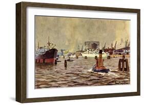 Künstler Mercker, E., Hamburger Hafen, Schiffe-null-Framed Giclee Print