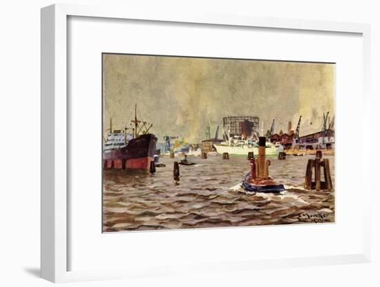 Künstler Mercker, E., Hamburger Hafen, Schiffe-null-Framed Giclee Print