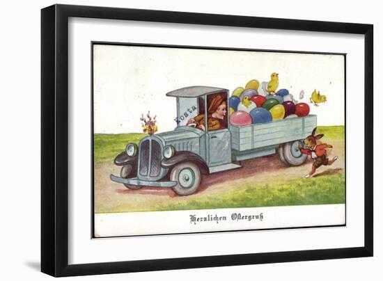 Künstler Ostereier, Küken, Hase, Lastkraftwagen-null-Framed Giclee Print