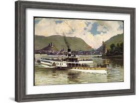 Künstler Pützhofen Hambüchen, Dampfer Vor Bingen-null-Framed Giclee Print