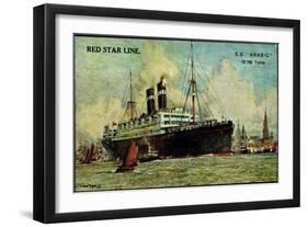 Künstler Red Star Line, S.S. Arabic Near a City-null-Framed Giclee Print