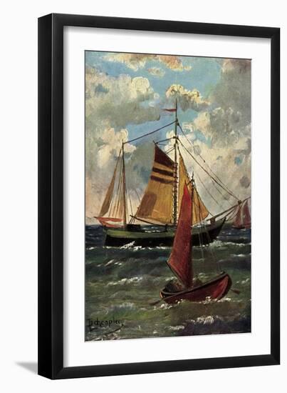 Künstler Schröpler, L., Segelschiffe Und Boot, Meer-null-Framed Premium Giclee Print