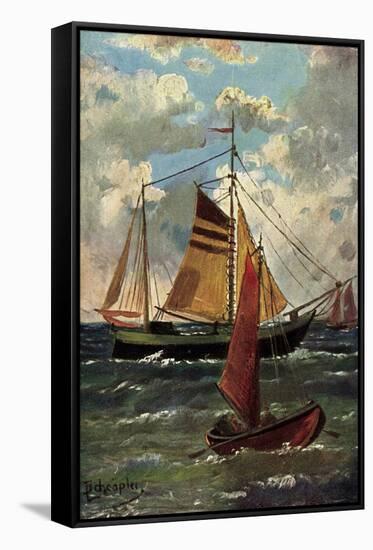 Künstler Schröpler, L., Segelschiffe Und Boot, Meer-null-Framed Stretched Canvas