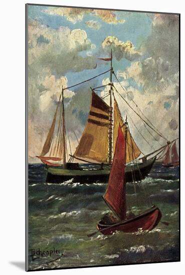 Künstler Schröpler, L., Segelschiffe Und Boot, Meer-null-Mounted Giclee Print