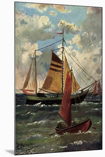 Künstler Schröpler, L., Segelschiffe Und Boot, Meer-null-Mounted Giclee Print