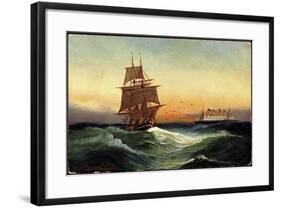 Künstler Segelschiff, 2 Master, Dampfschiff-null-Framed Giclee Print