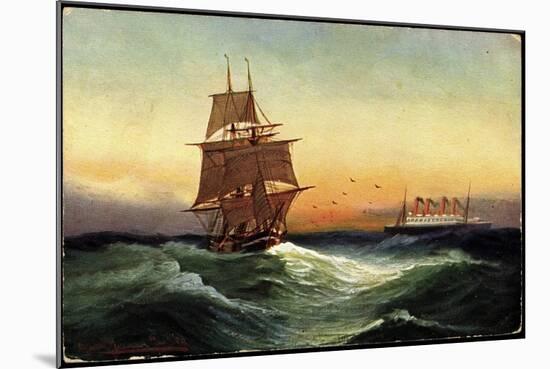 Künstler Segelschiff, 2 Master, Dampfschiff-null-Mounted Giclee Print