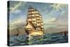 Künstler Segelschiff, 3 Master Auf See, Boote-null-Stretched Canvas