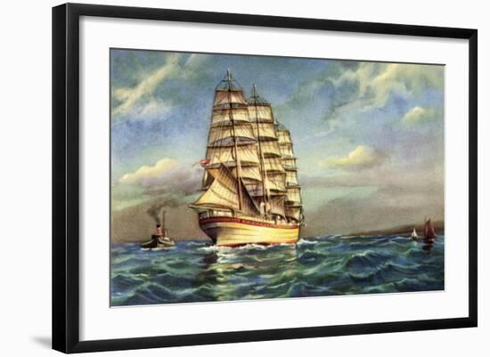 Künstler Segelschiff, 3 Master Auf See, Boote-null-Framed Giclee Print