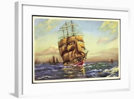 Künstler Segelschiff, 3 Master in Fahrt, Segelboote-null-Framed Giclee Print