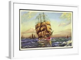 Künstler Segelschiff, 3 Master in Fahrt, Segelboote-null-Framed Giclee Print