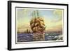 Künstler Segelschiff, 3 Master in Fahrt, Segelboote-null-Framed Giclee Print