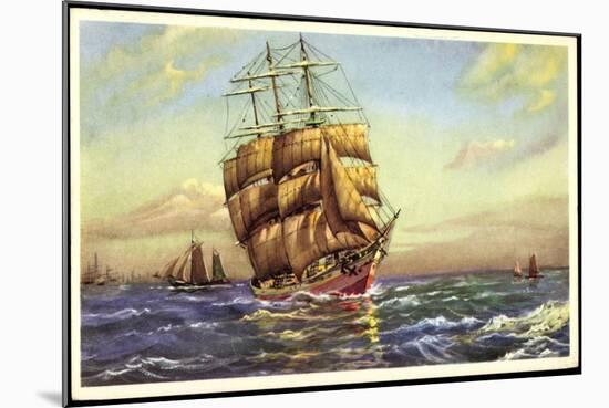 Künstler Segelschiff, 3 Master in Fahrt, Segelboote-null-Mounted Giclee Print