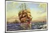 Künstler Segelschiff, 3 Master in Fahrt, Segelboote-null-Mounted Giclee Print