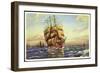 Künstler Segelschiff, 3 Master in Fahrt, Segelboote-null-Framed Giclee Print