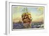 Künstler Segelschiff, 3 Master in Fahrt, Segelboote-null-Framed Giclee Print