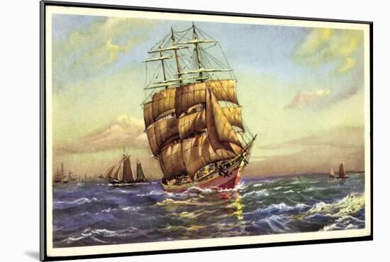 Künstler Segelschiff, 3 Master in Fahrt, Segelboote-null-Mounted Giclee Print