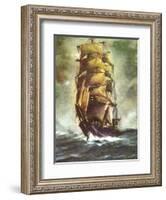 Künstler Segelschiff Auf Hoher See, Sturm, Dunkel-null-Framed Giclee Print