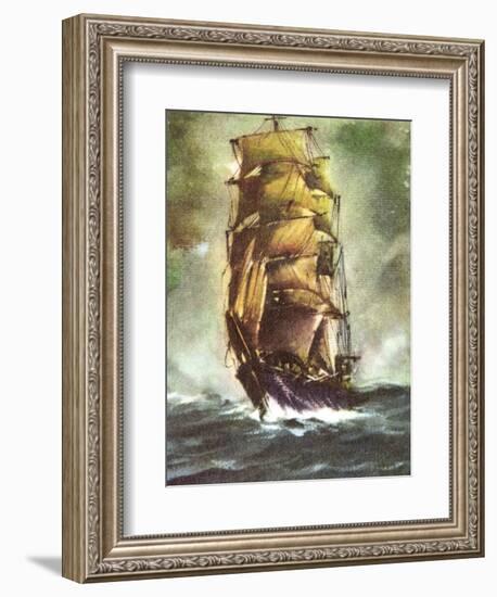 Künstler Segelschiff Auf Hoher See, Sturm, Dunkel-null-Framed Giclee Print